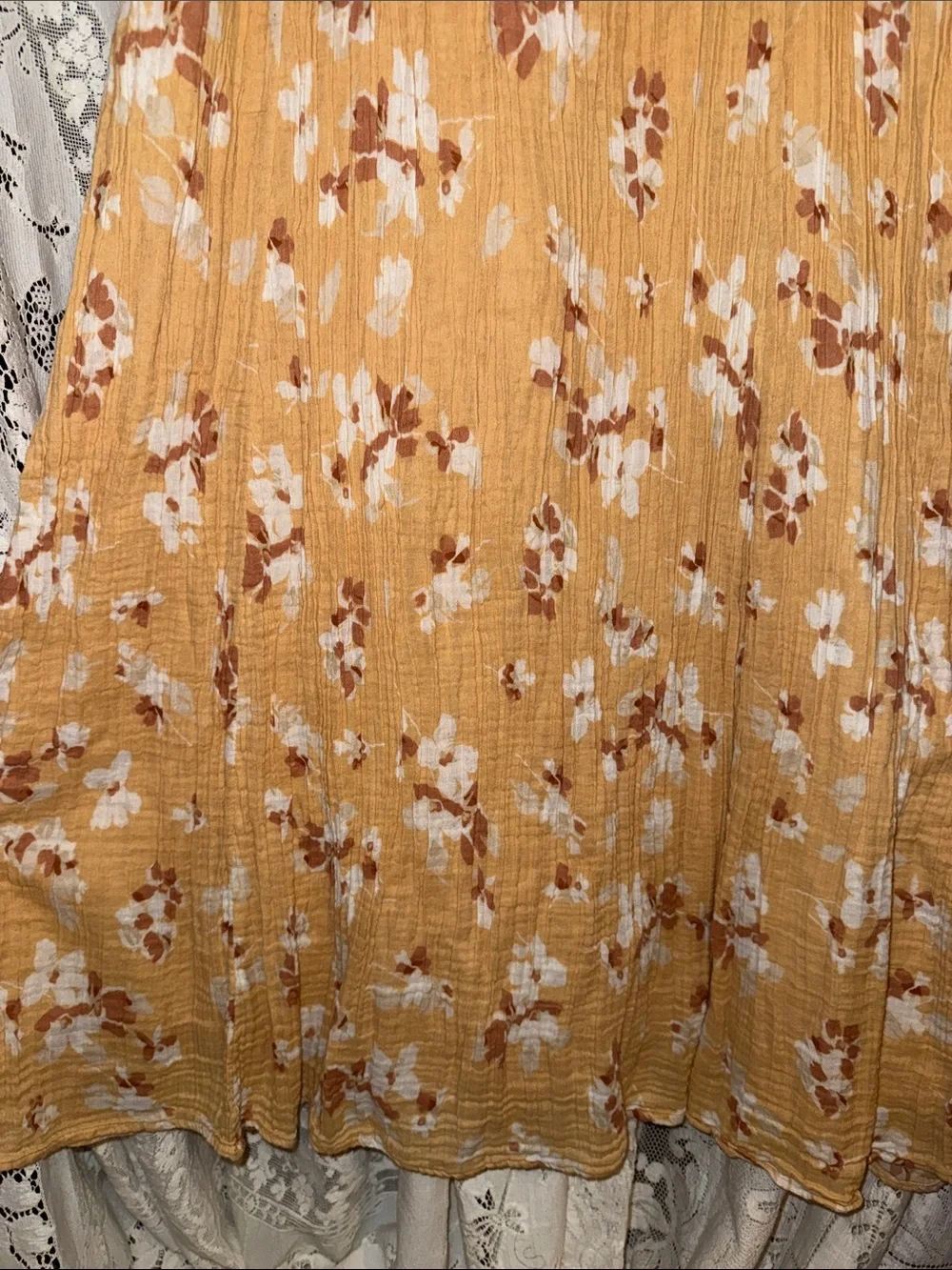 Women's Yellow Floral Spaghetti-Strap Maxi Dress medium Tall